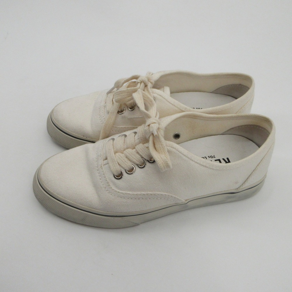 RE/DONE 70s Low Top Skate Sneakers Off-White Canvas Distressed Sz 37 Italy